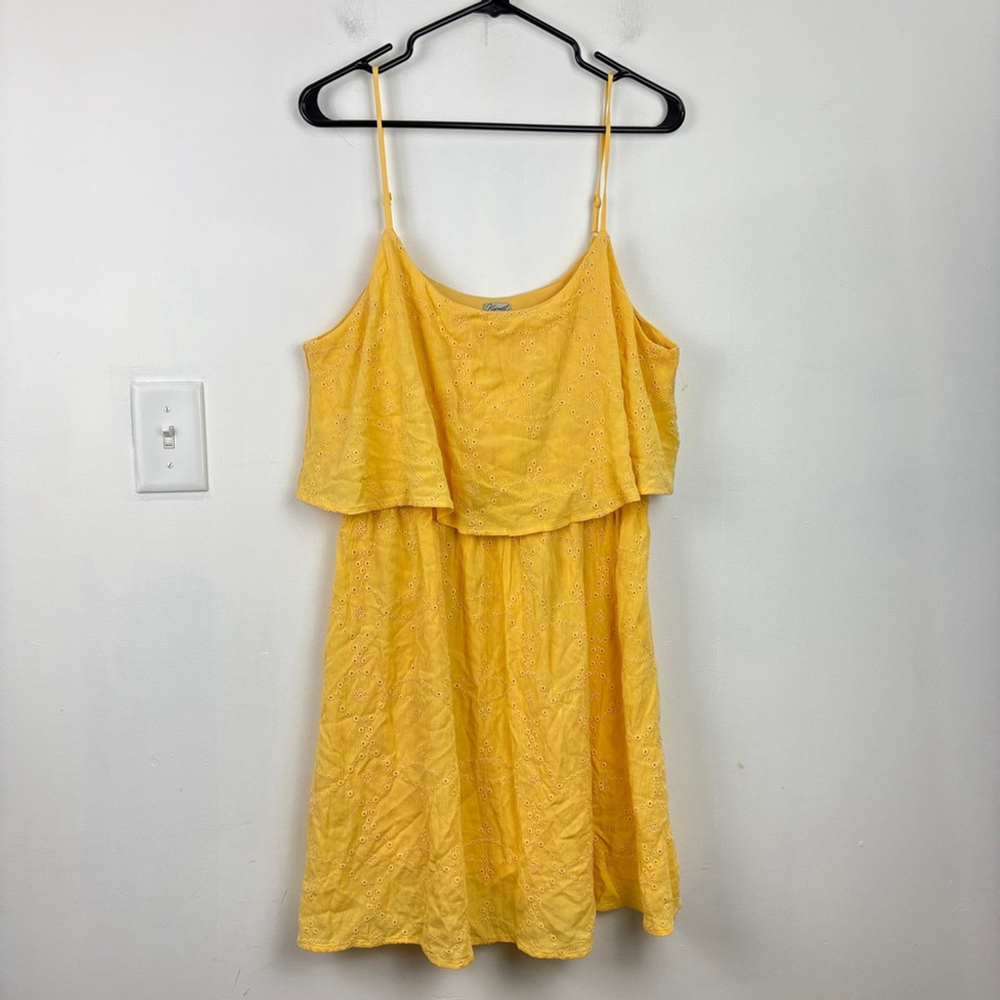 Kismet Yellow Ruffled Tiered Eyelet Dress